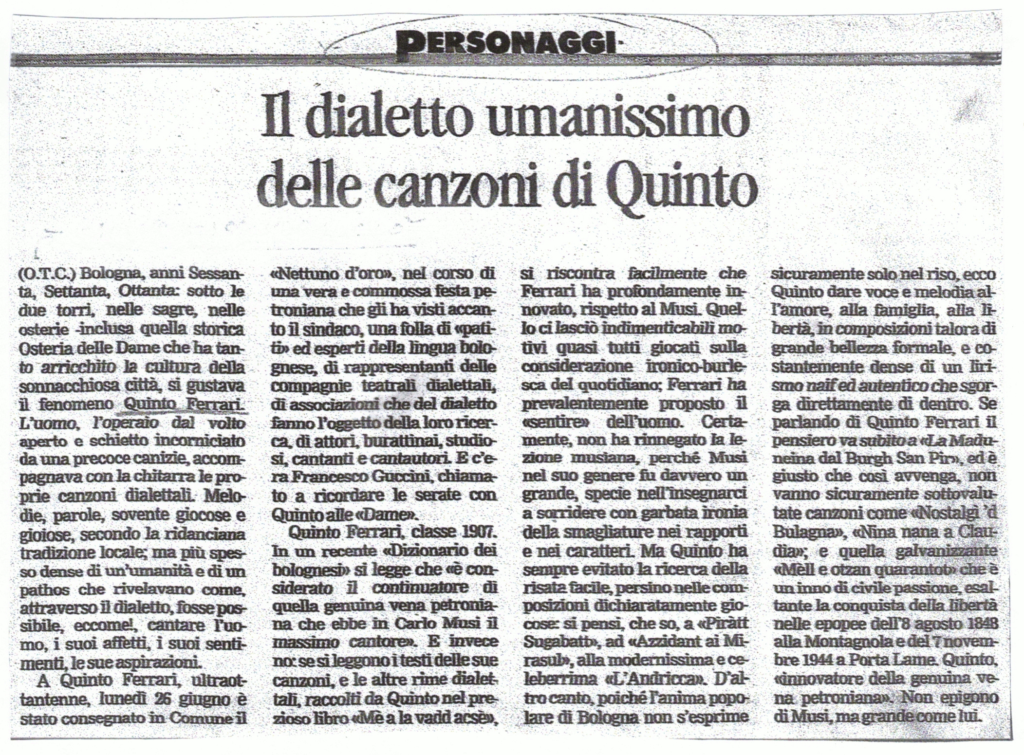 Articolo di Avvenire su Quinto Ferrari